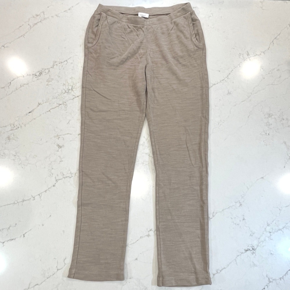 Pure Jill Cotton Slub Knit Slim Leg Pull on Pants Womens MT Medium Tall Beige